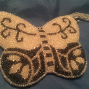 Beaded butterfly coin purse